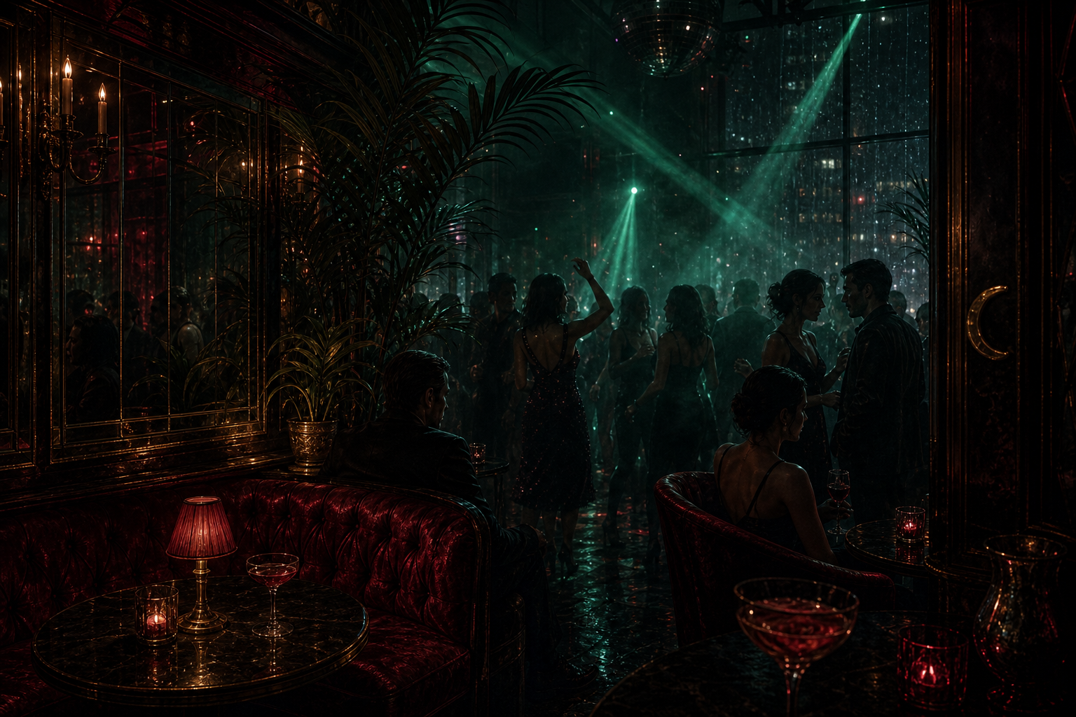 MojitoSquito dance floor with red tropical nightclub lighting